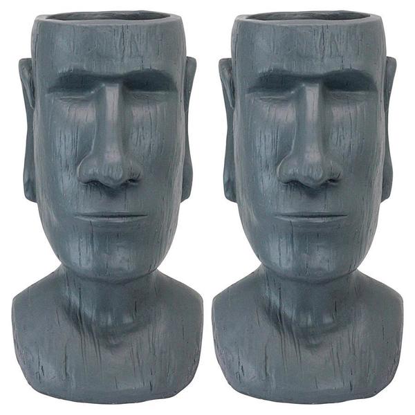 Design Toscano Easter Island Massive Megalith Moai Head Planter Statue: Set of Two AL91917